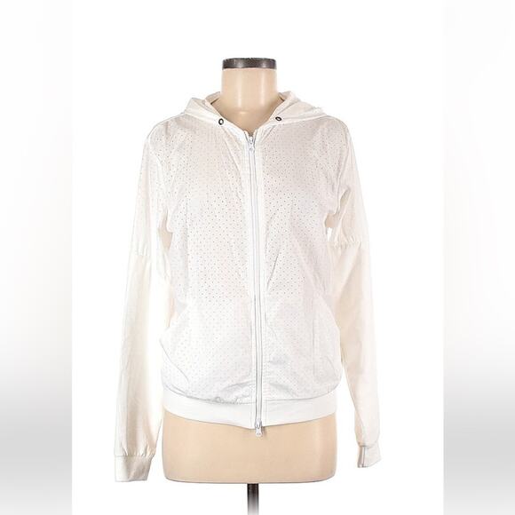 Forever 21 white mesh windbreaker zip up hoodie, size med - Picture 1 of 9